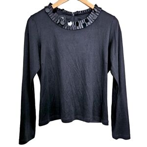 Jodi silk jersey ruffle‎ neck blouse